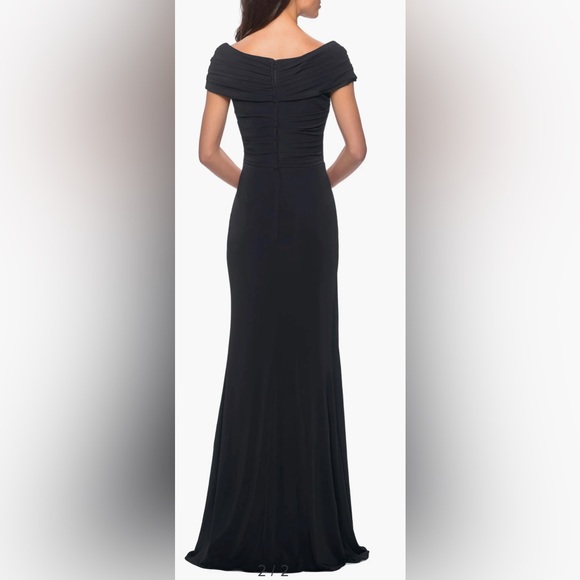 La Femme Black Ruched Jersey Column Gown Size 16 NWT - Picture 2 of 16